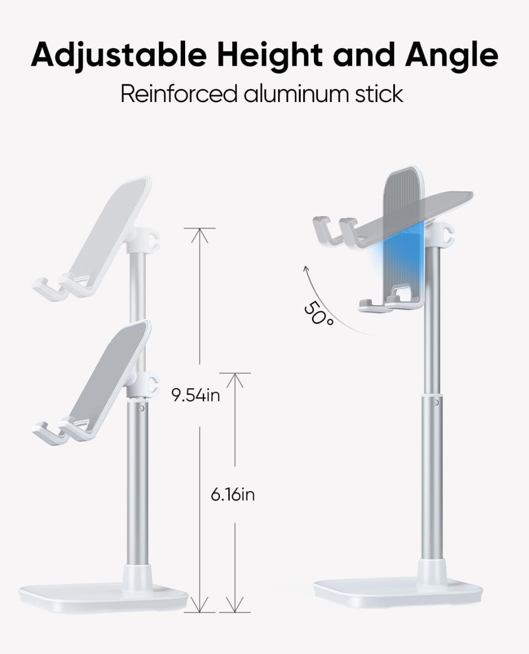 Adjustable Device Stand (Fits All, White)