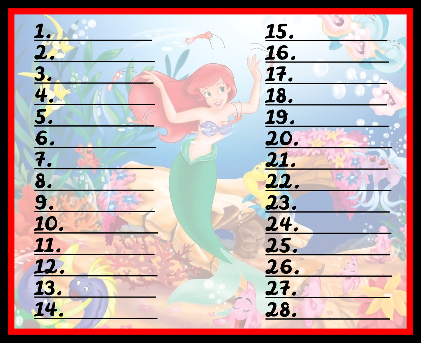 Lil' 🧜‍♀️ Bingo Board, ONLY $3/Line! $675 Profit