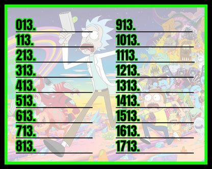 Rick & Morty Bingo Board! $6/Line, $825 Profit