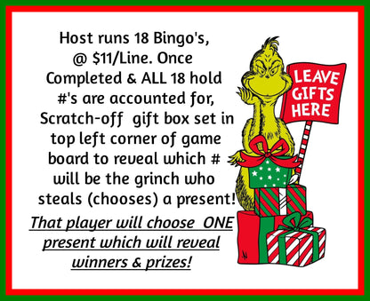 'Grinch Steals xmas!' Bingo Board - $11/Line, 2k Seal! $1,000 Profit