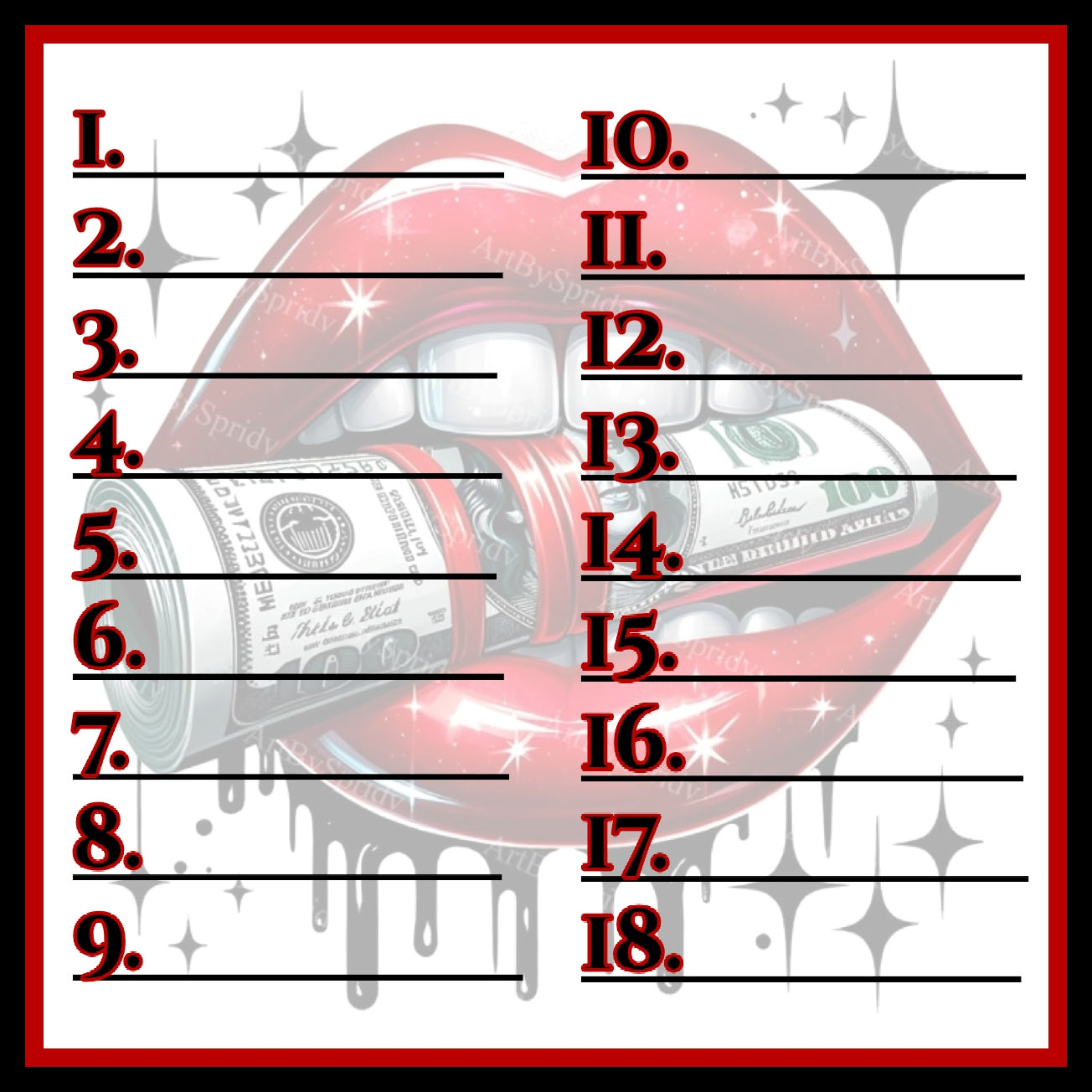 Lucky Lips Betty Bingo Board, All-Holds-Win, $8/Line • $810 Profit