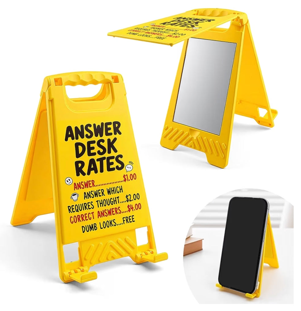 Answer Rate Sign & Phone Stand, Holder w/ Mirror