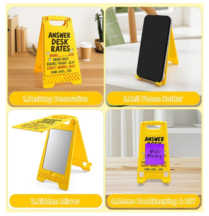 Answer Rate Sign & Phone Stand, Holder w/ Mirror
