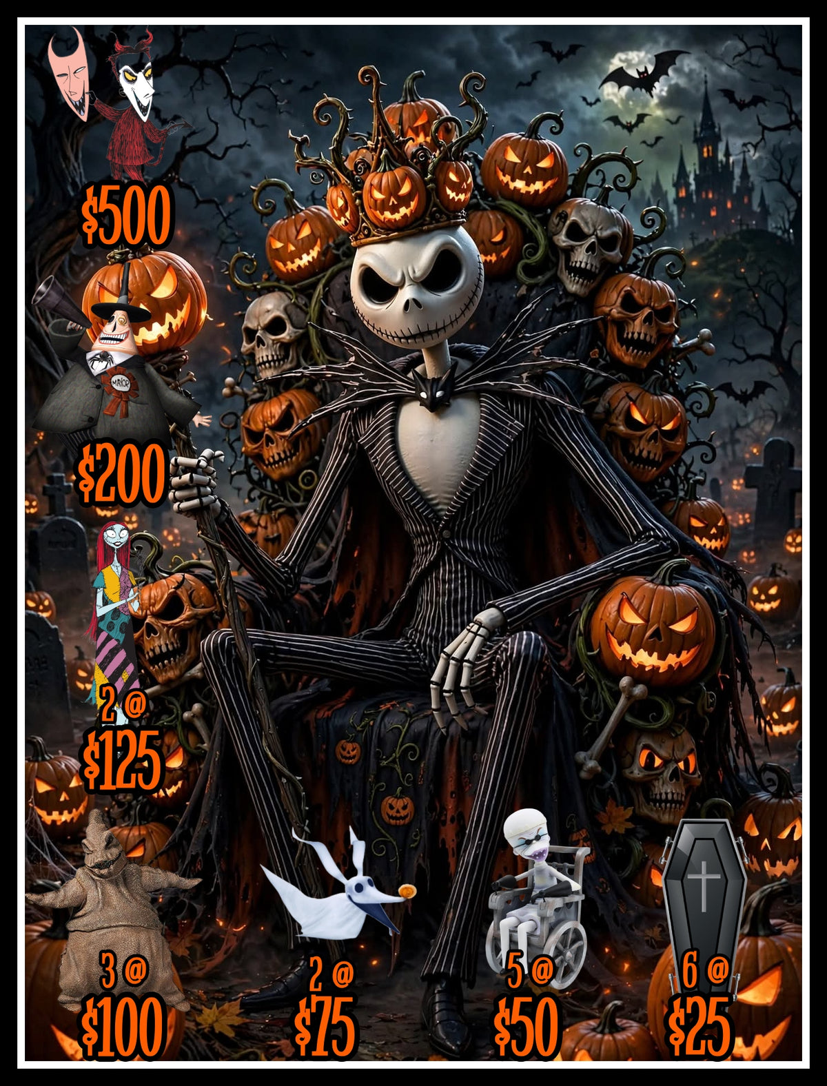 Pumpkin King Bingo Board, $1,200 PROFIT - 10/Line