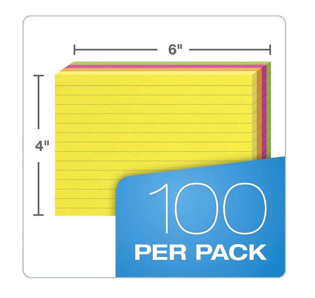 Index Cards (Neon) 4"×6", 100ct